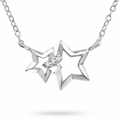 Stjärna zirkon halsband i silver med hängen i silver
