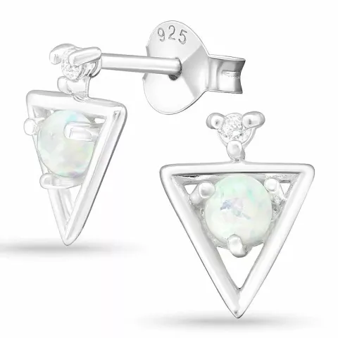 Trekantigt zirkon örhängestift i silver