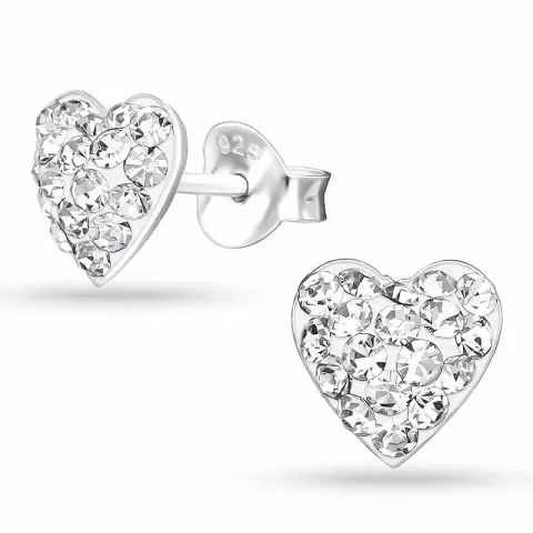 Hjärta kristal örhängestift i silver