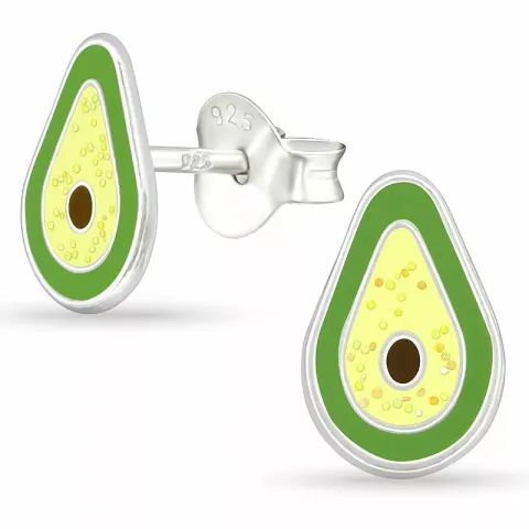 Små avocado örhängestift i silver