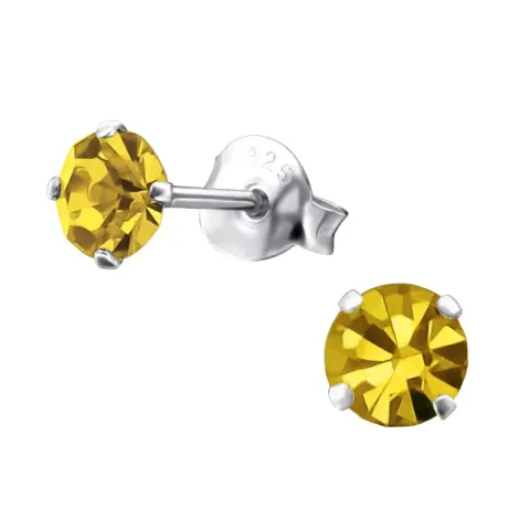 4 mm runda örhängestift i silver