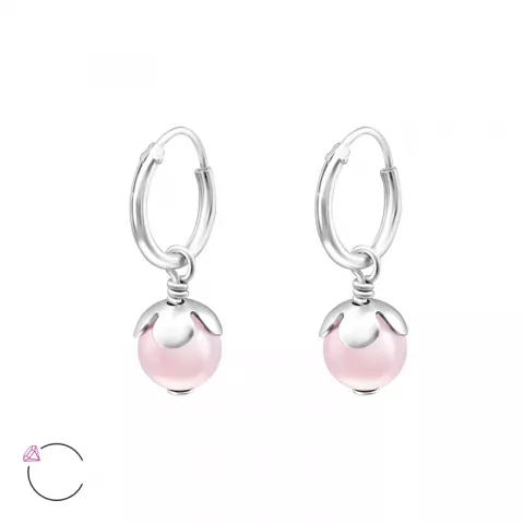 10 mm rosa pärla creol i silver