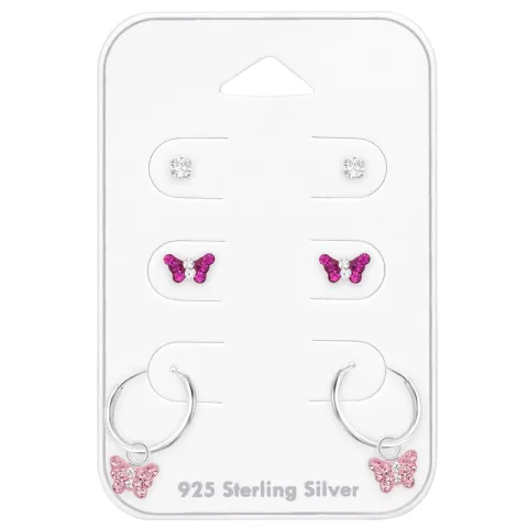 fjärilar zirkon örhängestift i silver - Little Ones