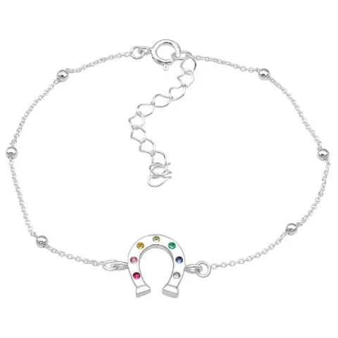 hästsko multifärgat zirkon armband i silver