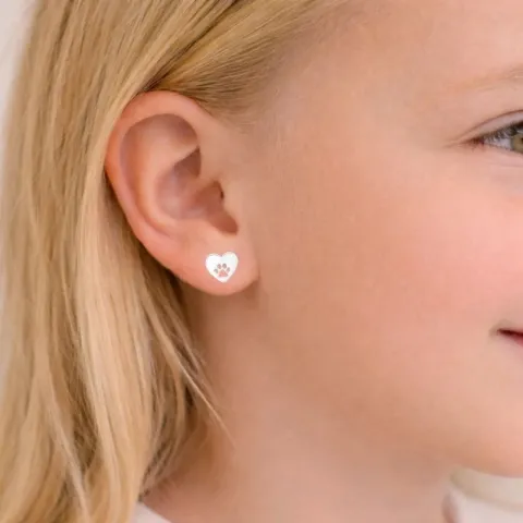 hjärta tass örhängen i silver - Little Ones