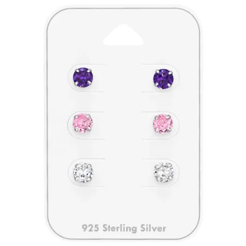 5 mm lila zirkon örhängestift i silver