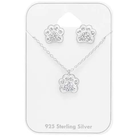 tass vit kristal set med örhängen och halsband i silver - Little Ones