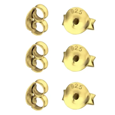 3 par ploppar i förgyllt silver