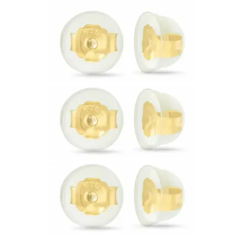 3 par ploppar i förgyllt silver