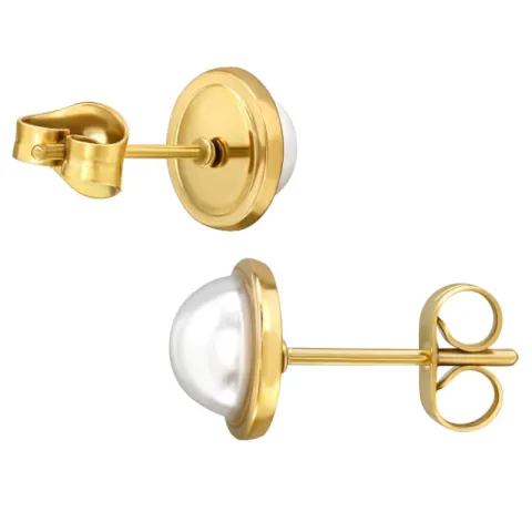 8 mm pärla örhängestift i förgyllt stål