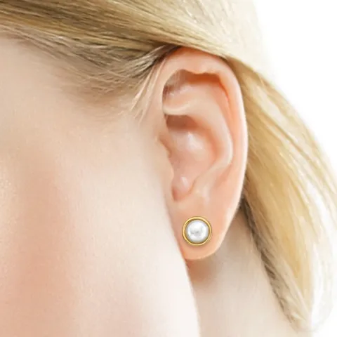 8 mm pärla örhängestift i förgyllt stål