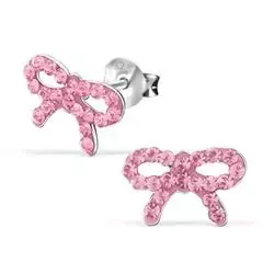 Rosett rosa kristal örhängen i silver