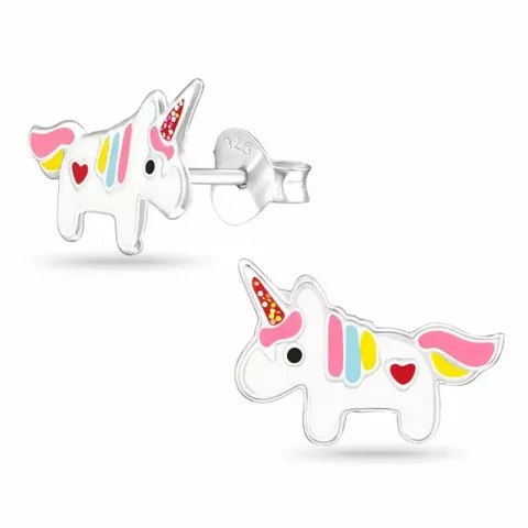 Vackra enhörning örhängestift i silver