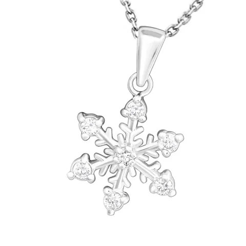 snöflinga zirkon halsband i silver med hängen i silver