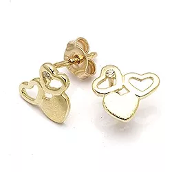 Hjärta örhängen i 8 karat guld med zirkoner
