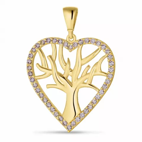 hjärta livets träd zirkon hängen i 9 karat guld