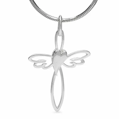 Hjärta kors hängen i silver