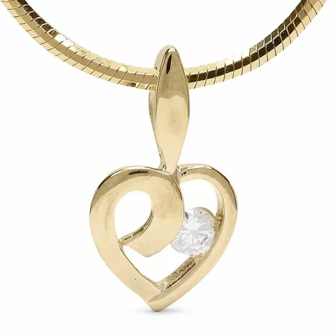 Hjärta zirkon hängen i 14 karat guld
