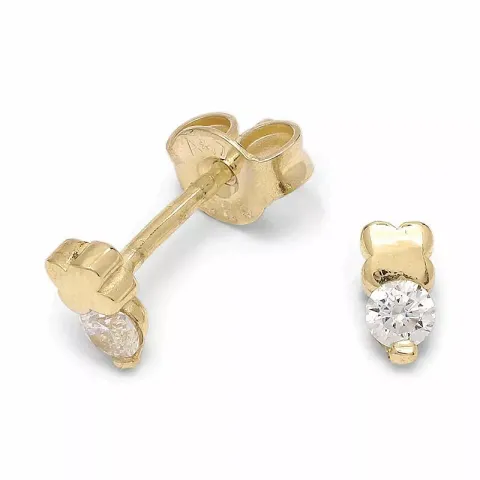 Små örhängestift i 14 karat guld med zirkoner