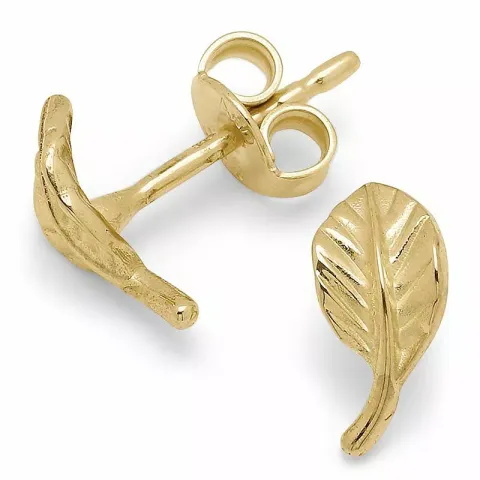 blad örhängestift i 14 karat guld med 