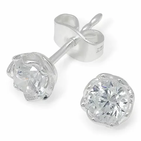 5 mm runda zirkon örhängen i silver