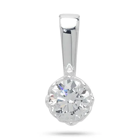Elegant runt vit zirkon hängen i silver