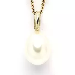 vit pärla hängen i 9 karat guld
