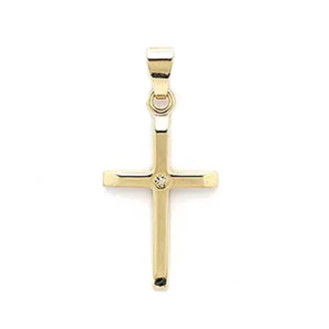 Kors hängen i 9 carat guld 0,01 ct
