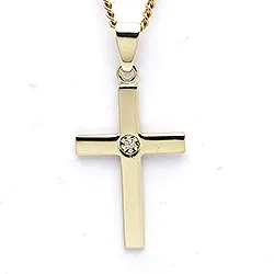Kors hängen i 9 carat guld 0,007 ct
