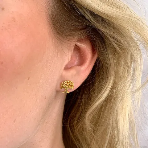 livets träd örhängestift i förgyllt silver