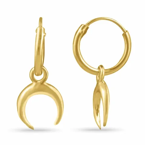 långa måne örhängen i förgyllt silver