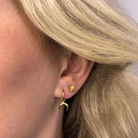 långa måne örhängen i förgyllt silver