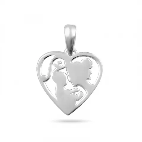 hjärta mor och barn hängen i silver
