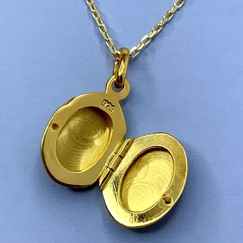 12 x 15 mm ovalt medaljong i förgyllt silver