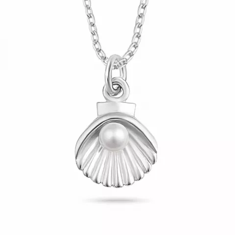 mussla pärla halsband i silver