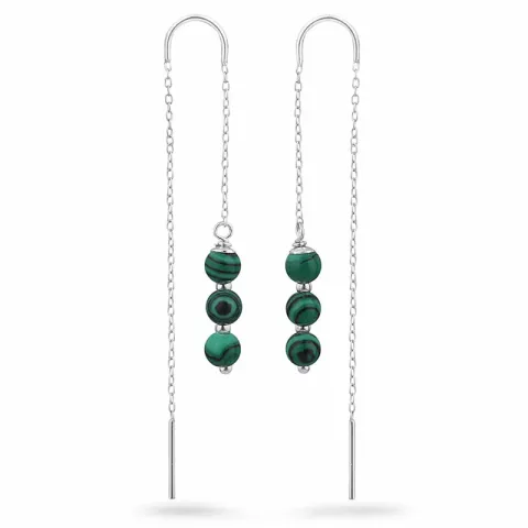 malakit kedja örhängen i silver - Loom Stones
