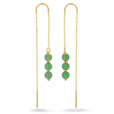 jadesten kedja örhängen i förgyllt silver - Loom Stones