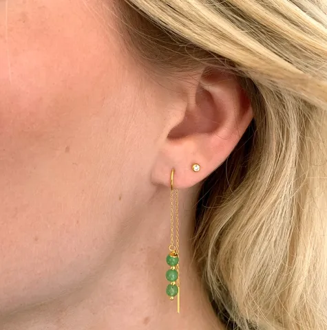 jadesten kedja örhängen i förgyllt silver - Loom Stones