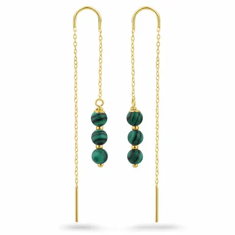 malakit kedja örhängen i förgyllt silver - Loom Stones