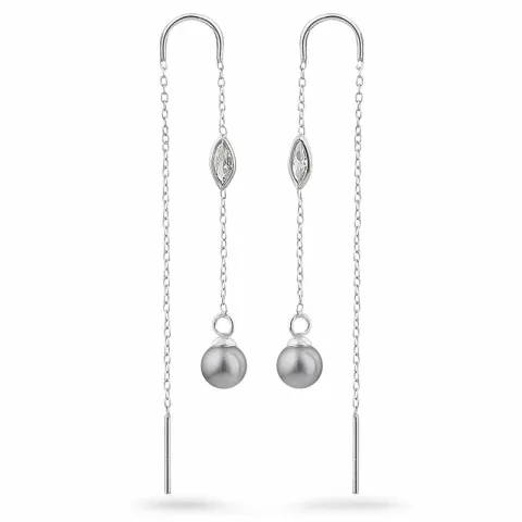 vita zirkon kedja örhängen i silver