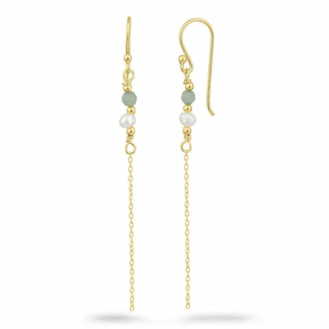 pärla kedja örhängen i förgyllt silver - Loom Stones