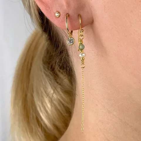 pärla kedja örhängen i förgyllt silver - Loom Stones