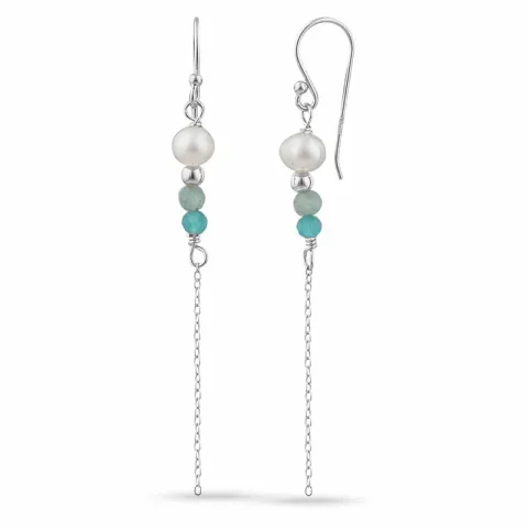 gröna agat kedja örhängen i silver - Loom Stones