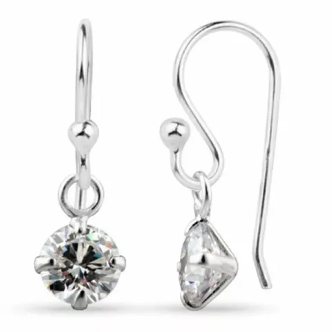 Långa rund zirkon örhängen i silver