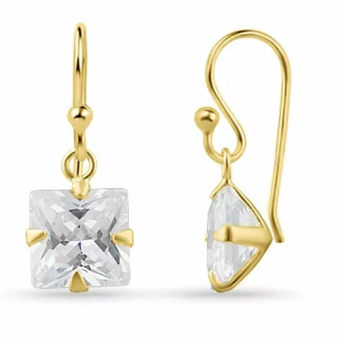 Långa fyrkantigt zirkon örhängen i förgyllt silver