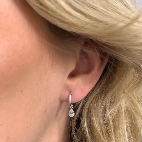 Långa droppe zirkon örhängen i silver