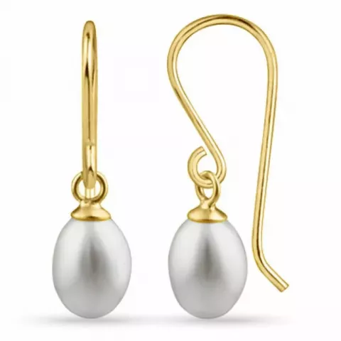 långa ovala pärla örhängen i förgyllt silver