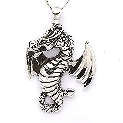 äkta drake hängen i oxiderat sterlingsilver