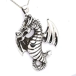 äkta drake hängen i oxiderat sterlingsilver