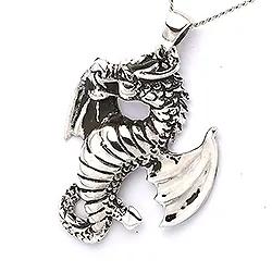 äkta drake hängen i oxiderat sterlingsilver